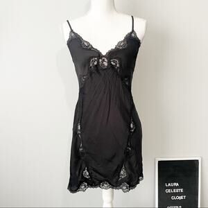 Victoria’s Secret black lace lingerie slip dress size small nightie sexy